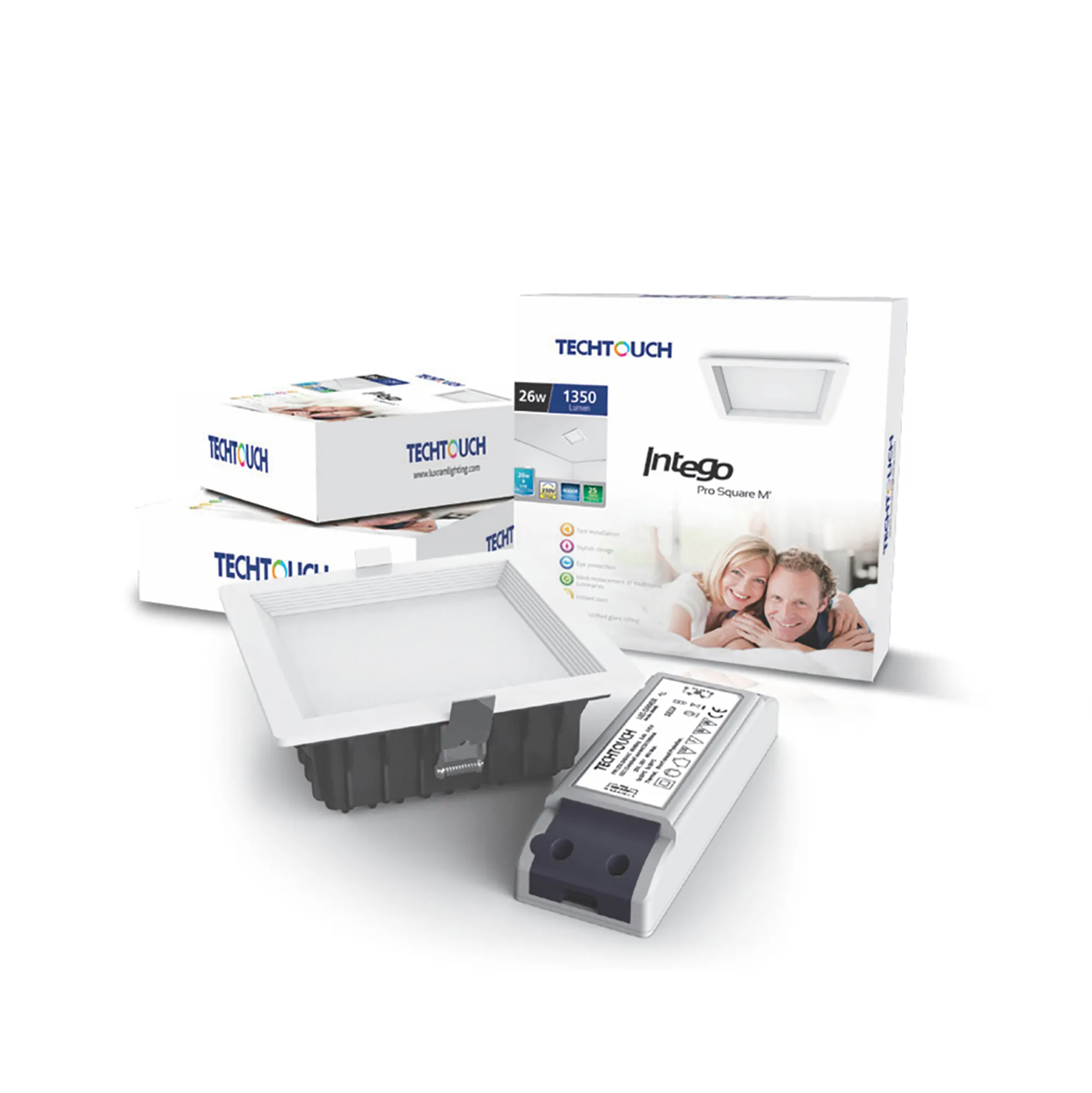 205323  Intego Pro Square Medium 26W 6400K IP42 Cut-Out 155x155mm